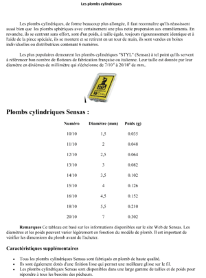 Les plombs cylindriques